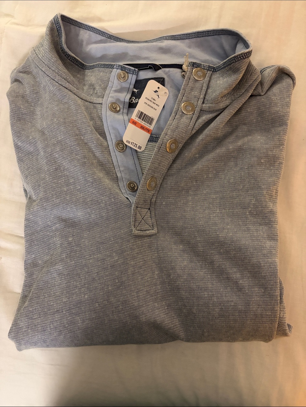 Tommy Bahama Pale Blue Ocean Mist Snap Mock Pullover NWT